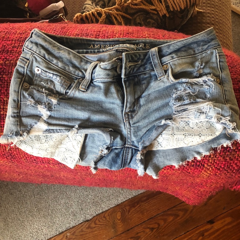 American eagle crochet pocket jean shorts